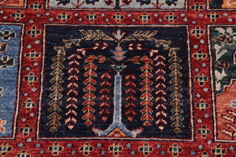 handmade Geometric Kafkaz Red Blue Hand Knotted RECTANGLE 100% WOOL area rug 8' x 9'