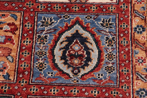 handmade Geometric Kafkaz Red Blue Hand Knotted RECTANGLE 100% WOOL area rug 8' x 9'