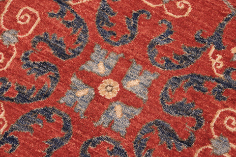 handmade Modern Kafkaz Rust Blue Hand Knotted RECTANGLE 100% WOOL area rug 8' x 10'