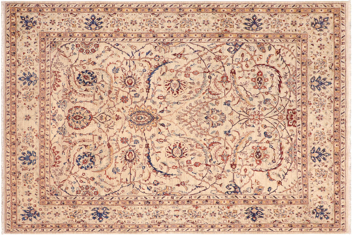 handmade Traditional Kafkaz Tan Blue Hand Knotted RECTANGLE 100% WOOL area rug 8x10