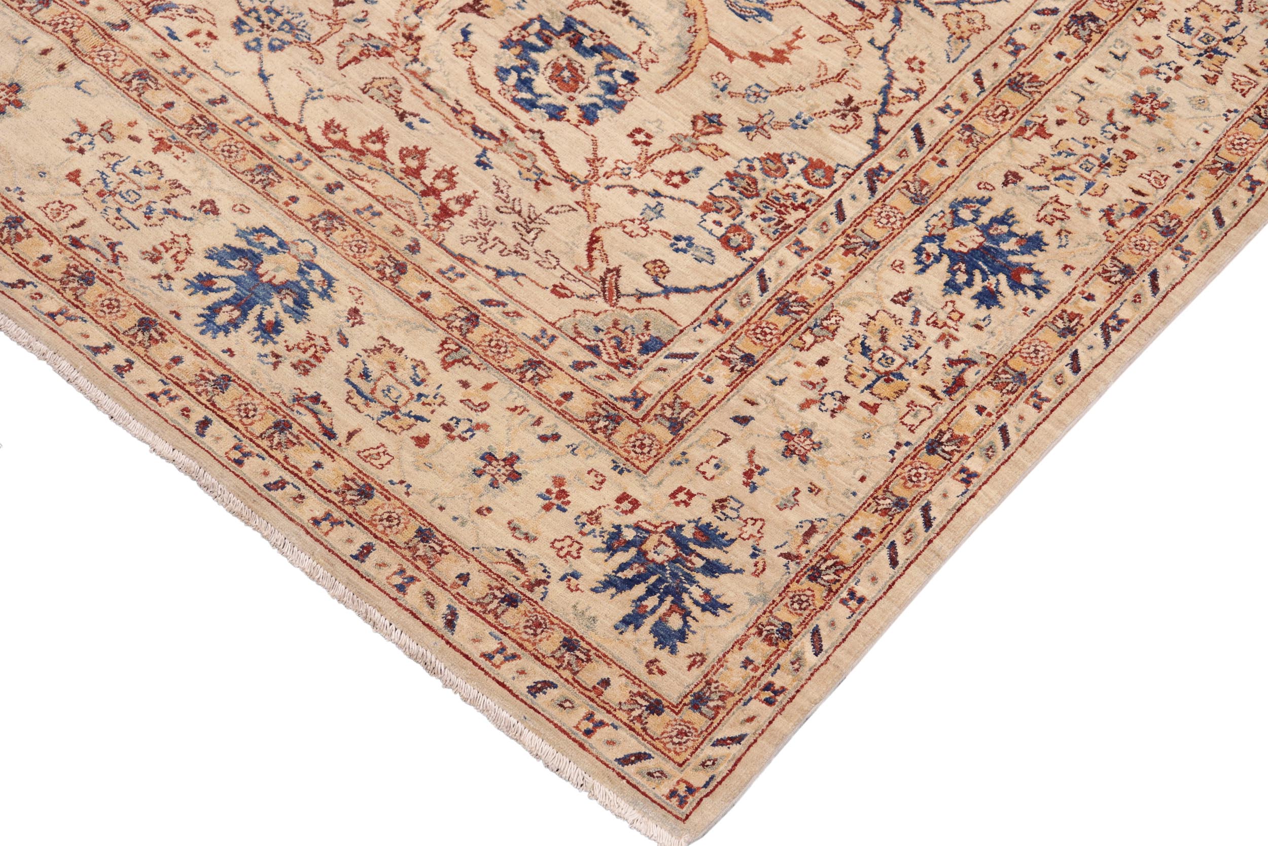 handmade Traditional Kafkaz Tan Blue Hand Knotted RECTANGLE 100% WOOL area rug 8x10