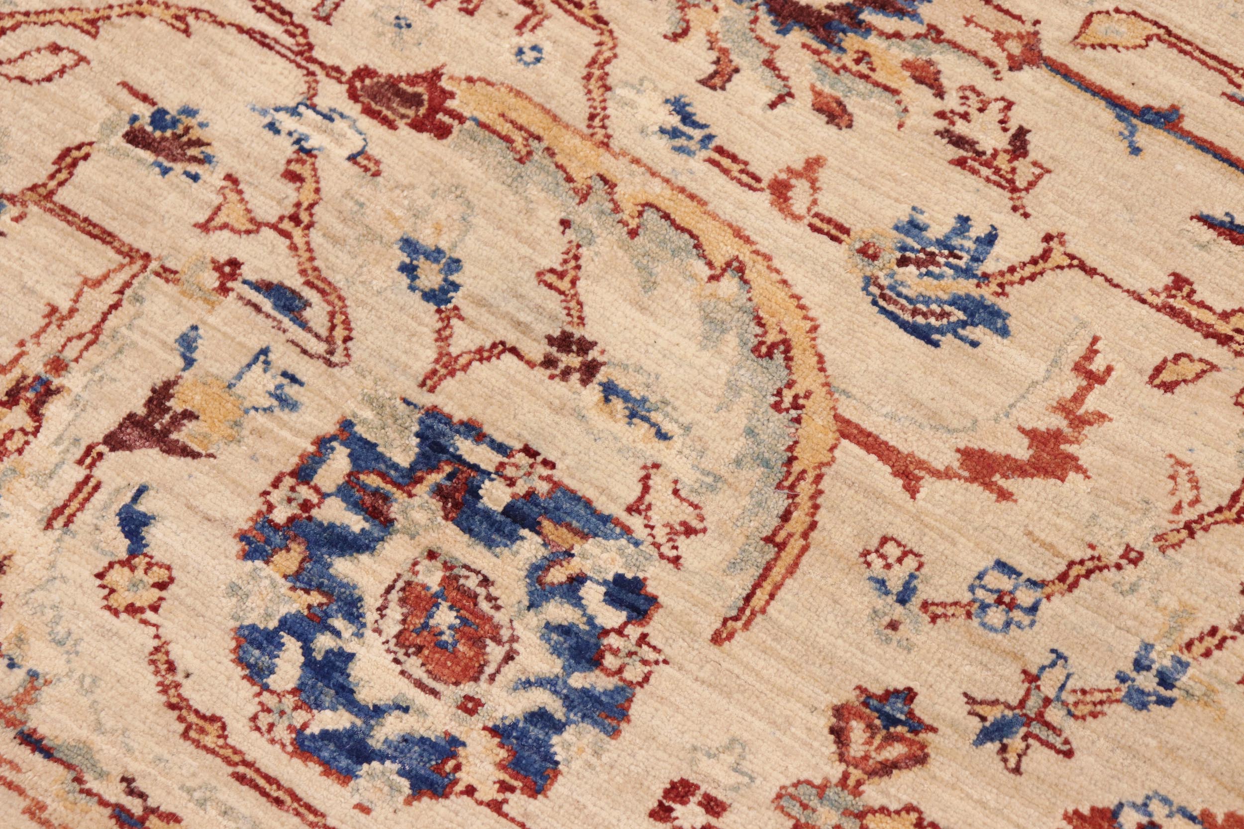 handmade Traditional Kafkaz Tan Blue Hand Knotted RECTANGLE 100% WOOL area rug 8x10