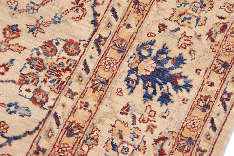 handmade Traditional Kafkaz Tan Blue Hand Knotted RECTANGLE 100% WOOL area rug 8x10