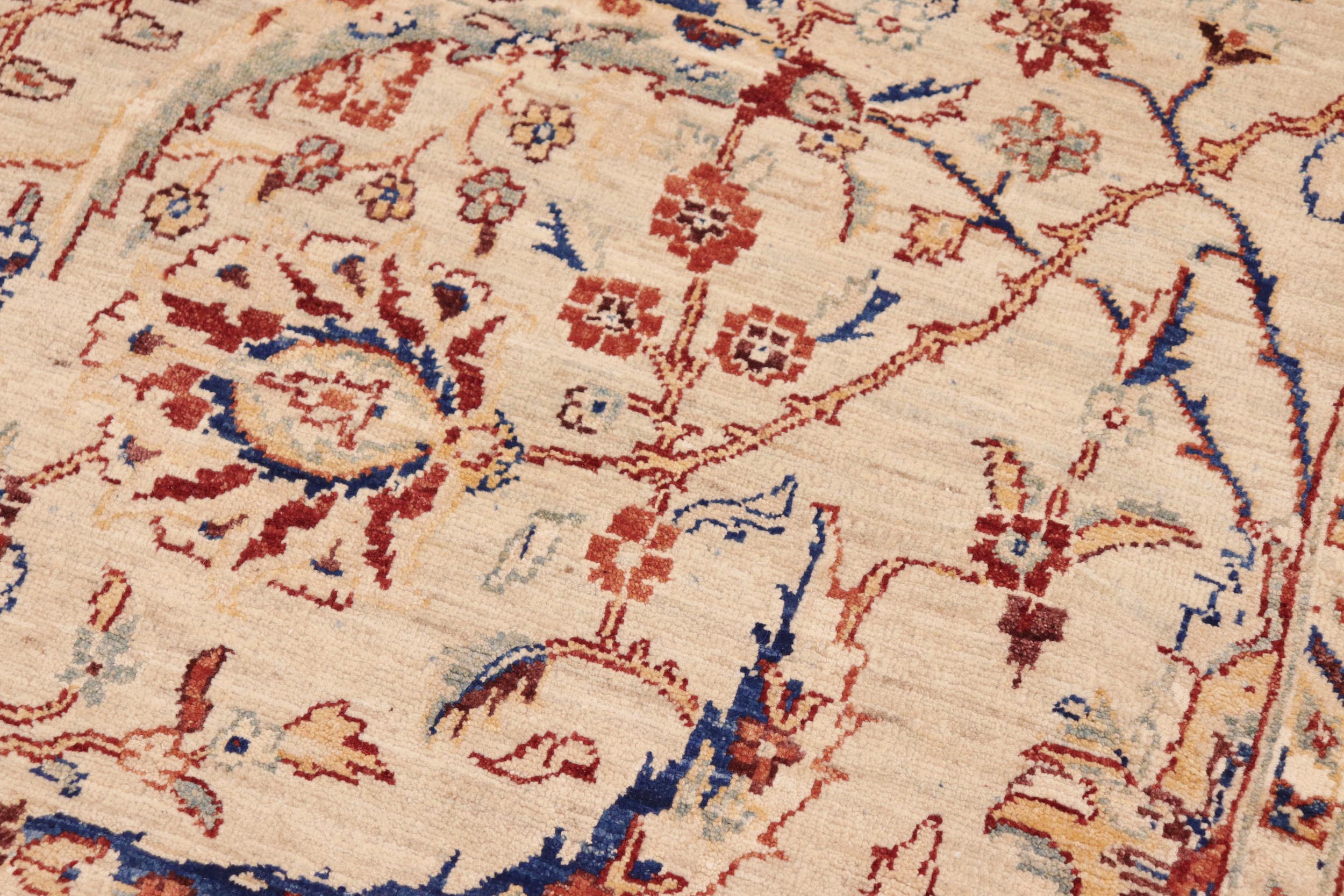 handmade Traditional Kafkaz Tan Blue Hand Knotted RECTANGLE 100% WOOL area rug 8x10