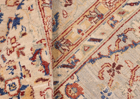 handmade Traditional Kafkaz Tan Blue Hand Knotted RECTANGLE 100% WOOL area rug 8x10