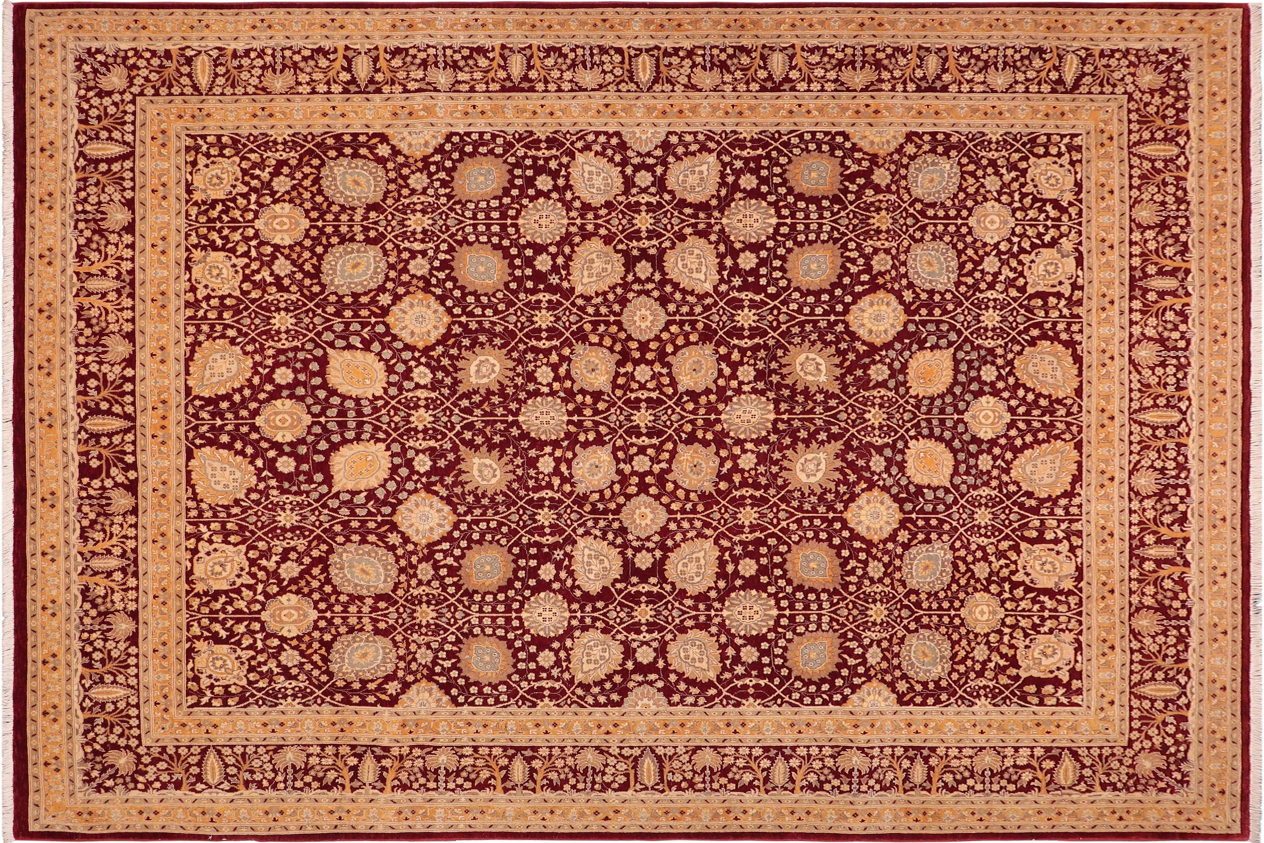 handmade Transitional Design Red Gold Hand Knotted RECTANGLE 100% WOOL area rug 8' x 10'