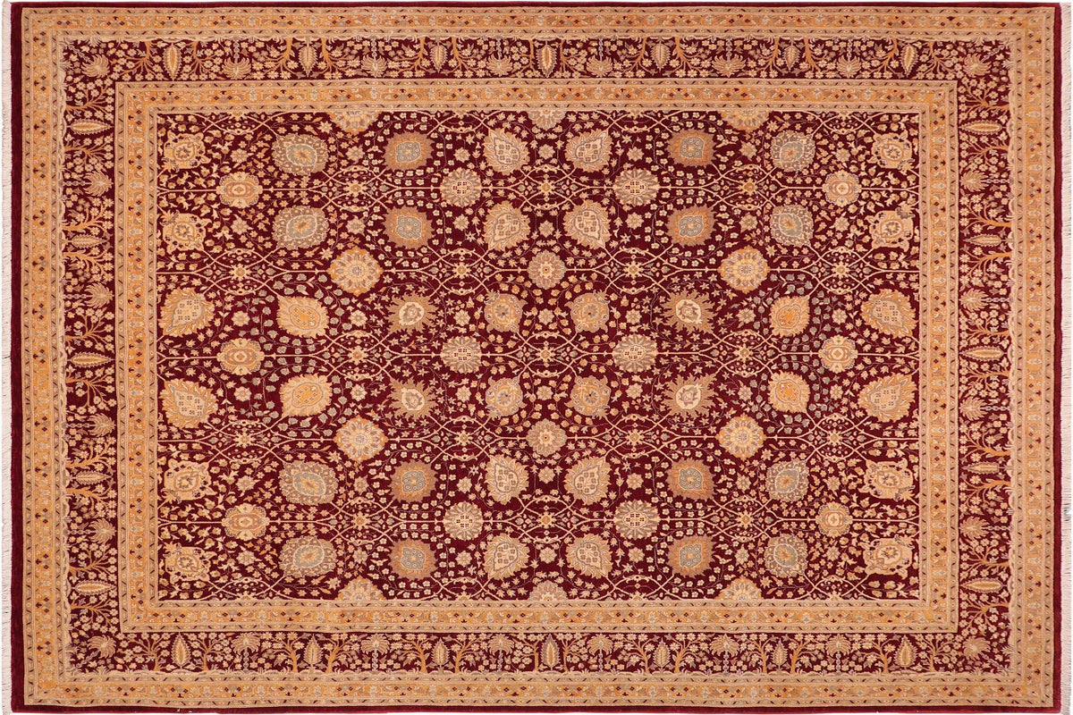 handmade Transitional Design Red Gold Hand Knotted RECTANGLE 100% WOOL area rug 8' x 10'