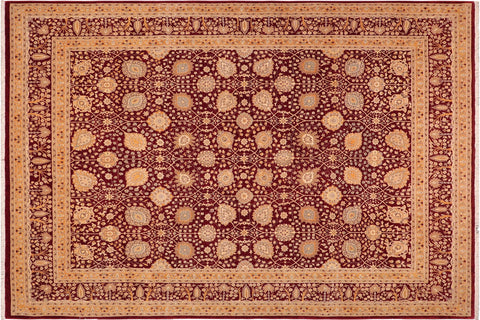handmade Transitional Design Red Gold Hand Knotted RECTANGLE 100% WOOL area rug 8' x 10'