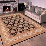 handmade Transitional Kafkaz Black Ivory Hand Knotted RECTANGLE 100% WOOL area rug 9 x 12