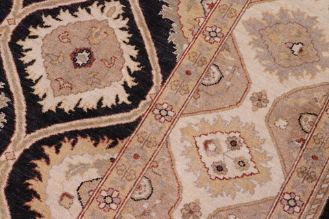handmade Transitional Kafkaz Black Ivory Hand Knotted RECTANGLE 100% WOOL area rug 9' x 12'