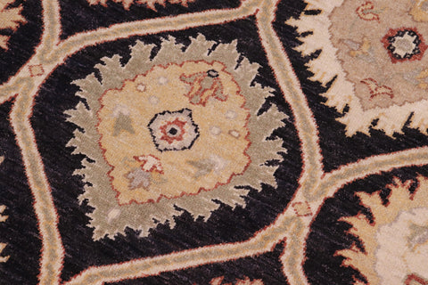 handmade Transitional Kafkaz Black Ivory Hand Knotted RECTANGLE 100% WOOL area rug 9' x 12'
