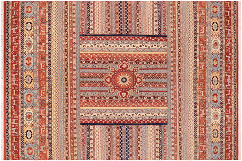 handmade Geometric Kurjean Rust Blue Hand Knotted RECTANGLE 100% WOOL area rug 10x14
