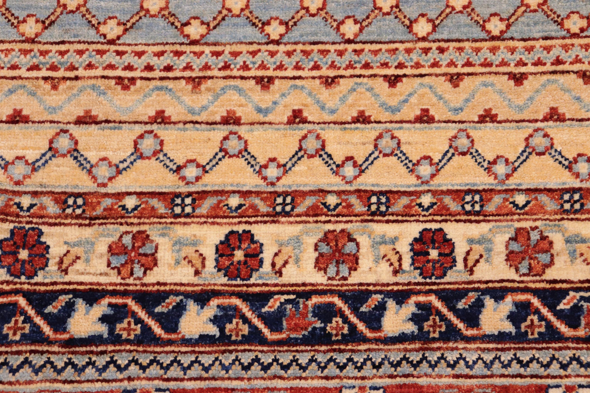 handmade Geometric Kurjean Rust Blue Hand Knotted RECTANGLE 100% WOOL area rug 10x14