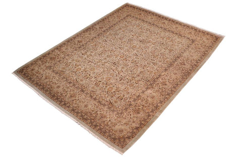 handmade Traditional  Blue Tan Hand Knotted RECTANGLE 100% WOOL area rug 8'X11'