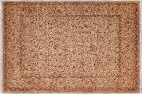 handmade Transitional  Blue Tan Hand Knotted RECTANGLE 100% WOOL area rug 8' x 11'