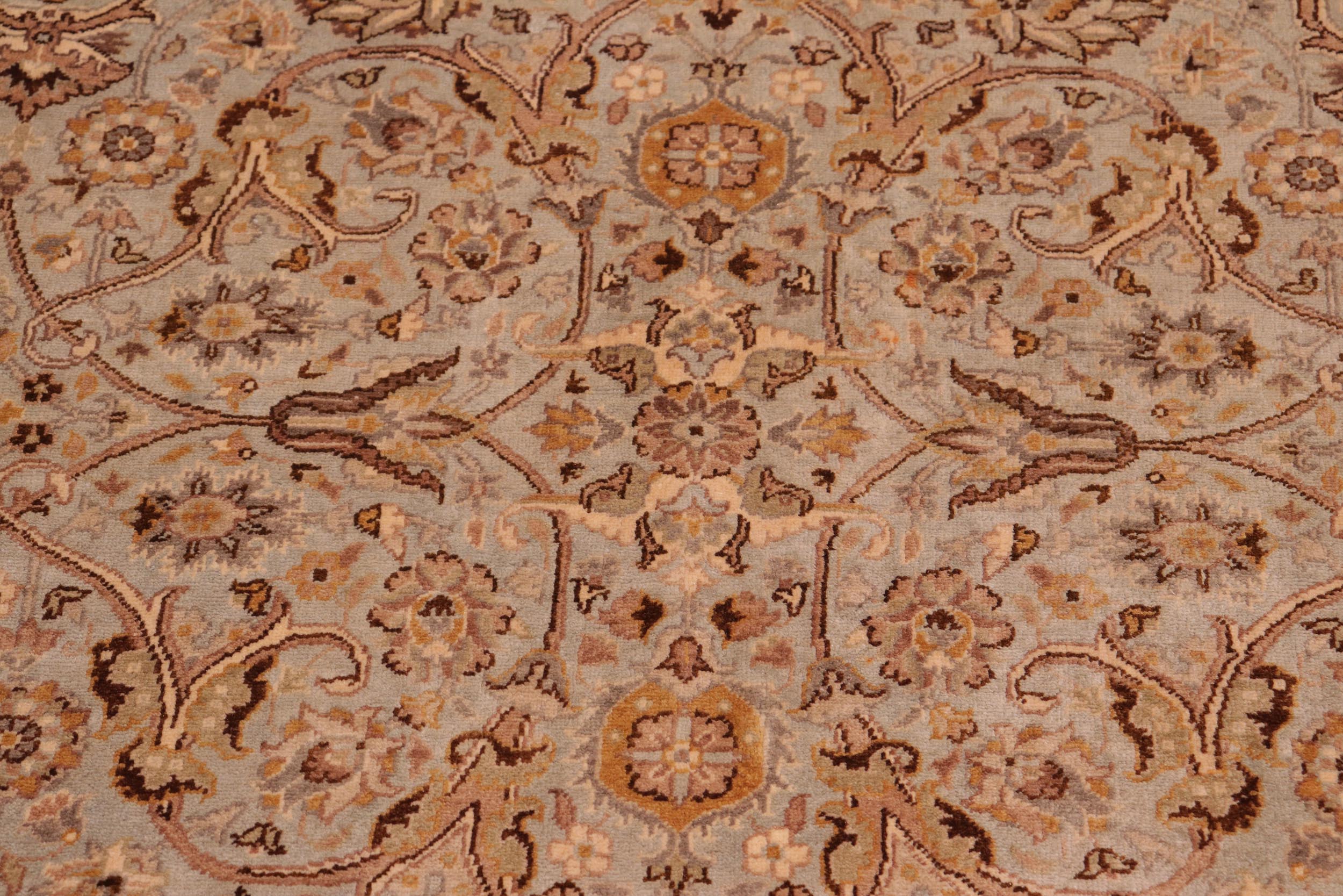 handmade Transitional  Blue Tan Hand Knotted RECTANGLE 100% WOOL area rug 8' x 11'