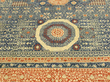 handmade Geometric Mamluk Rust Blue Hand Knotted RECTANGLE 100% WOOL area rug 10x14