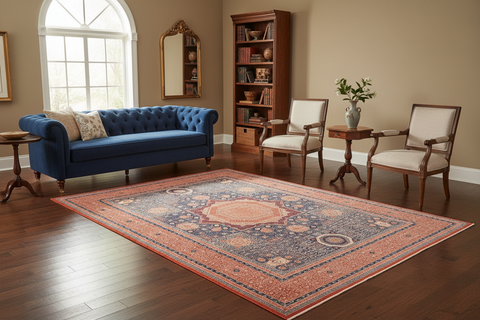Tribal Mamluk Ron Rust/Blue Wool Rug - 9'9'' x 13'6''