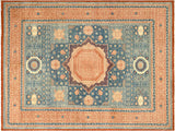handmade Geometric Mamluk Rust Blue Hand Knotted RECTANGLE 100% WOOL area rug 10x14