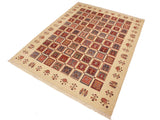 handmade Geometric Khorgeen Beige Red Hand Knotted RECTANGLE 100% WOOL area rug 9x12