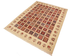 handmade Geometric Khorgeen Beige Red Hand Knotted RECTANGLE 100% WOOL area rug 9x12