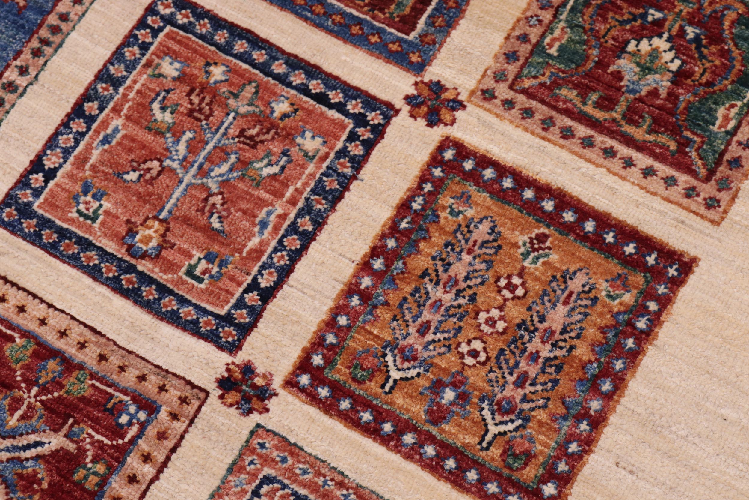 handmade Geometric Kurjean Ivory Lt. Gold Hand Knotted RECTANGLE 100% WOOL area rug 9x12