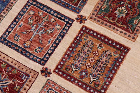 handmade Geometric Kurjean Ivory Lt. Gold Hand Knotted RECTANGLE 100% WOOL area rug 9x12