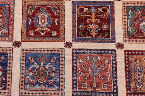 handmade Geometric Kurjean Ivory Lt. Gold Hand Knotted RECTANGLE 100% WOOL area rug 9x12