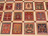 handmade Geometric Khorgeen Beige Red Hand Knotted RECTANGLE 100% WOOL area rug 9x12