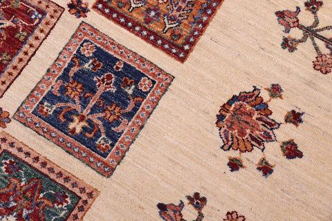 handmade Geometric Kurjean Ivory Lt. Gold Hand Knotted RECTANGLE 100% WOOL area rug 9x12