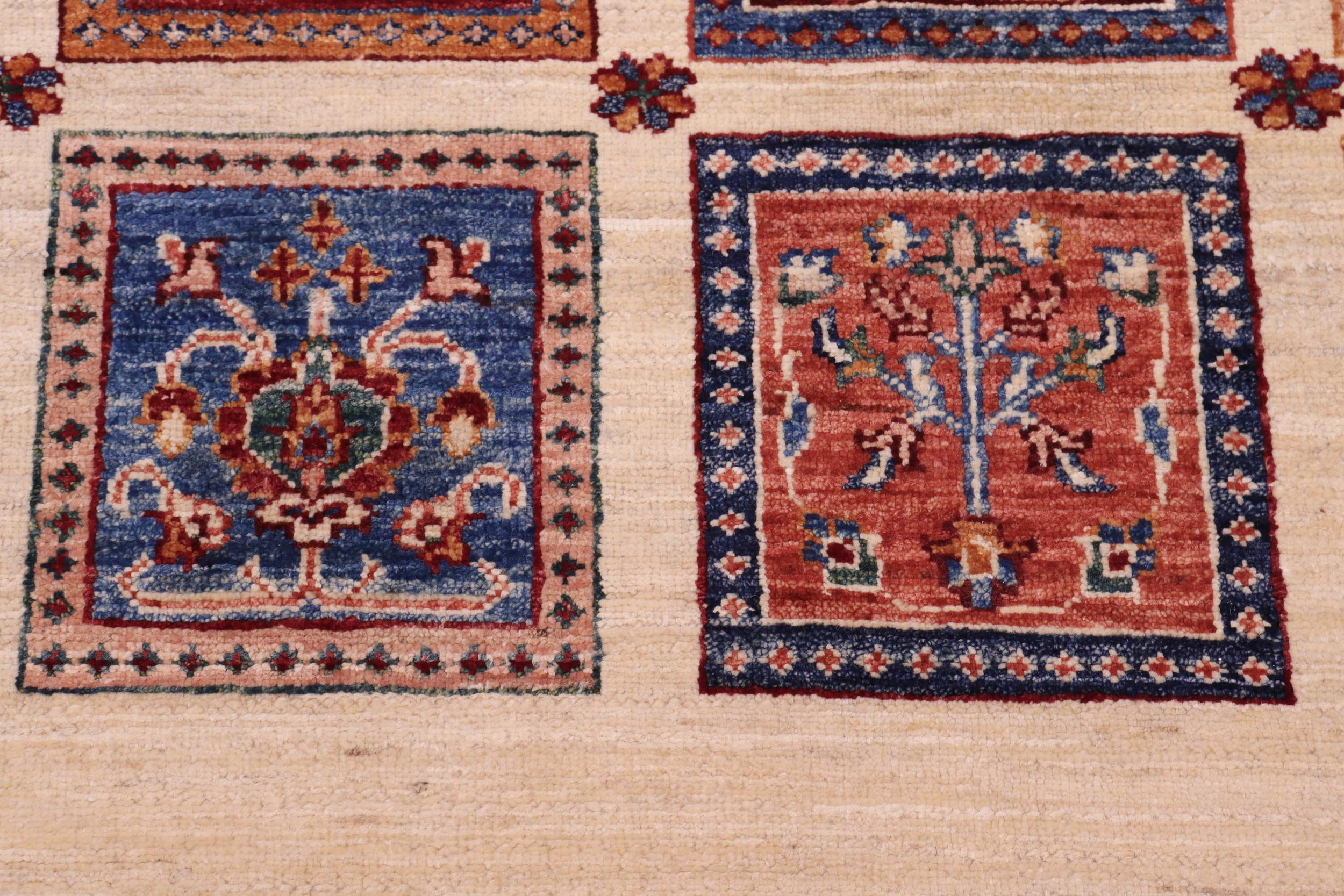 handmade Geometric Kurjean Ivory Lt. Gold Hand Knotted RECTANGLE 100% WOOL area rug 9x12