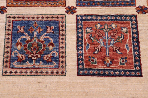 handmade Geometric Kurjean Ivory Lt. Gold Hand Knotted RECTANGLE 100% WOOL area rug 9x12