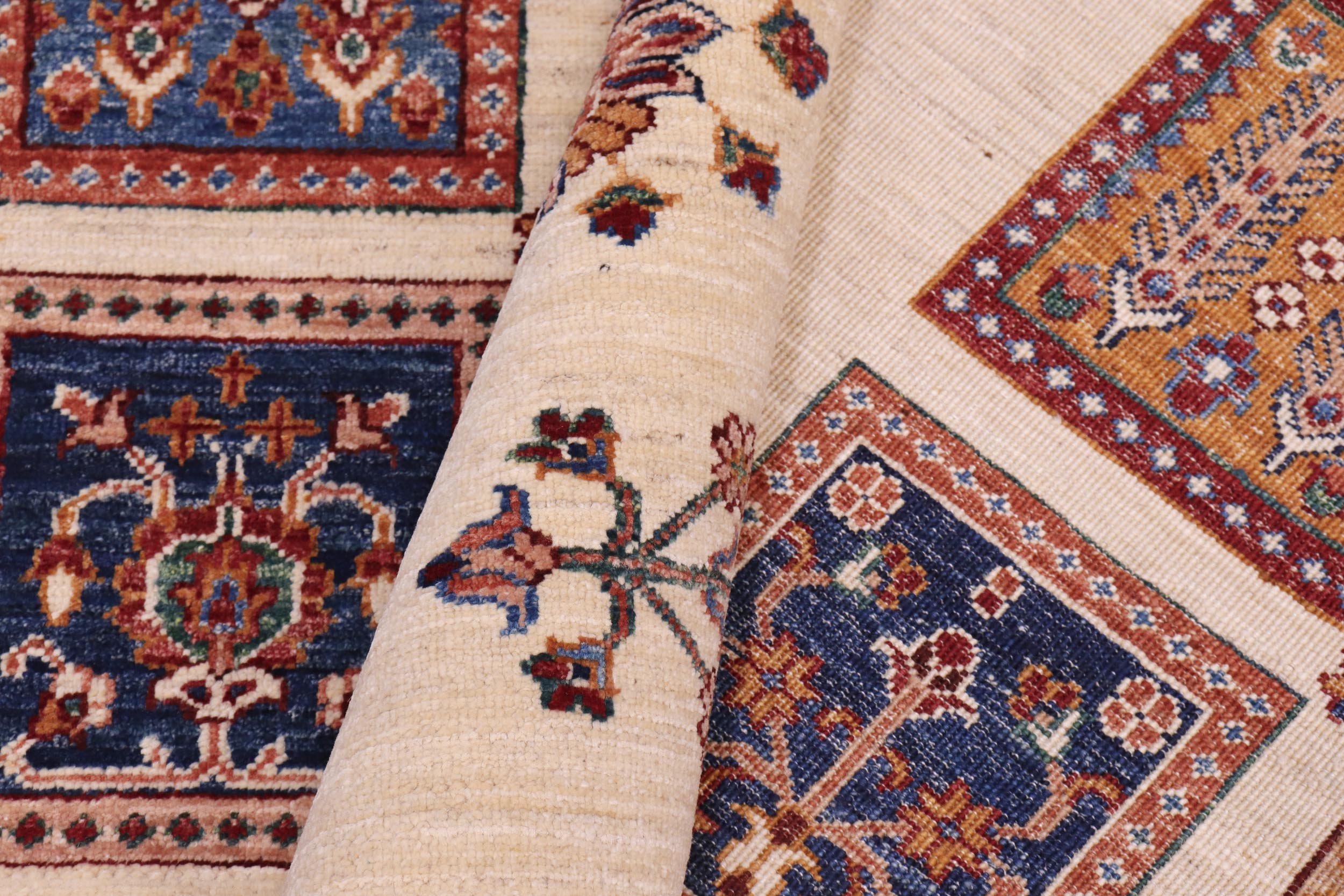 handmade Geometric Kurjean Ivory Lt. Gold Hand Knotted RECTANGLE 100% WOOL area rug 9x12