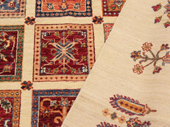 handmade Geometric Khorgeen Beige Red Hand Knotted RECTANGLE 100% WOOL area rug 9x12