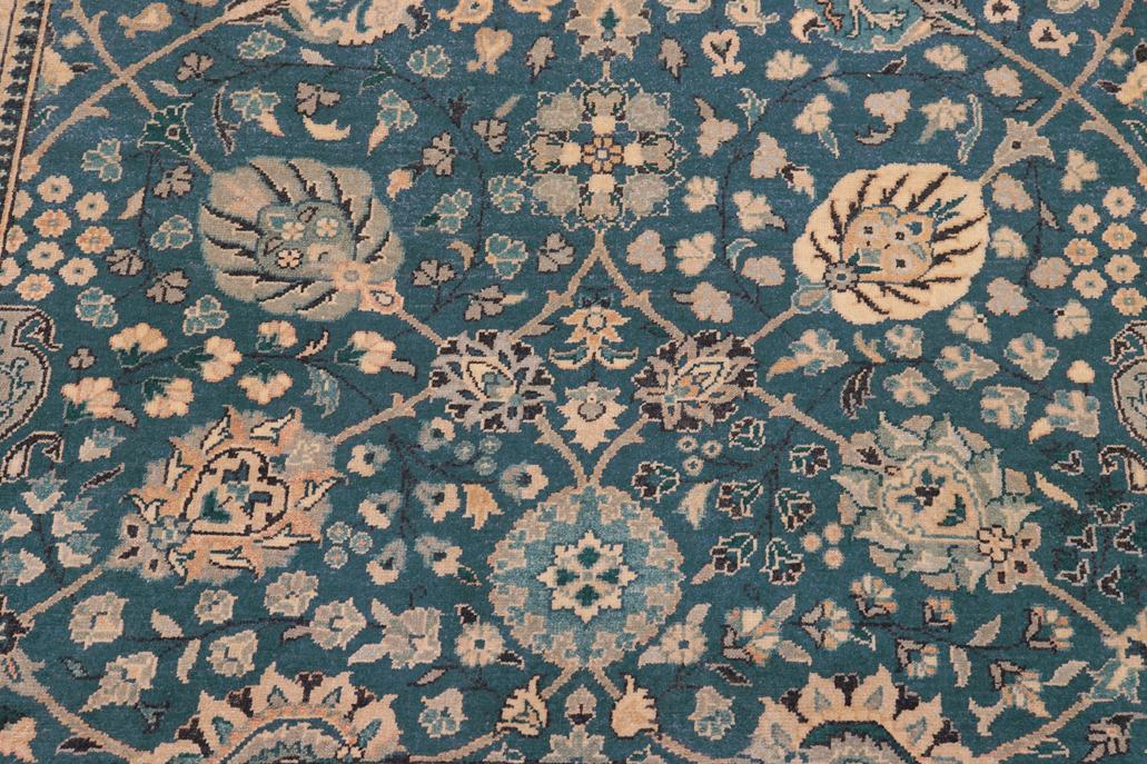 handmade Traditional Design Teal Blue Tan Hand Knotted RECTANGLE 100% WOOL area rug 8'X10'