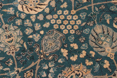 handmade Traditional Design Teal Blue Tan Hand Knotted RECTANGLE 100% WOOL area rug 8'X10'