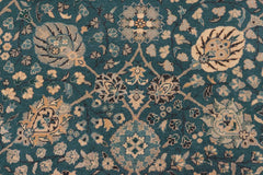 handmade Traditional Design Teal Blue Tan Hand Knotted RECTANGLE 100% WOOL area rug 8'X10'