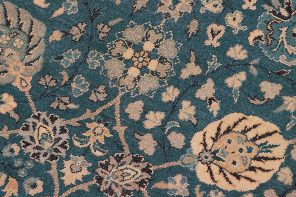 handmade Traditional Design Teal Blue Tan Hand Knotted RECTANGLE 100% WOOL area rug 8'X10'