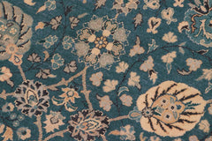 handmade Traditional Design Teal Blue Tan Hand Knotted RECTANGLE 100% WOOL area rug 8'X10'