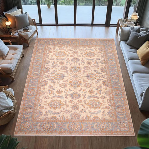 handmade Traditional Kafkaz Ivory Lt. Blue Hand Knotted RECTANGLE 100% WOOL area rug 10x14