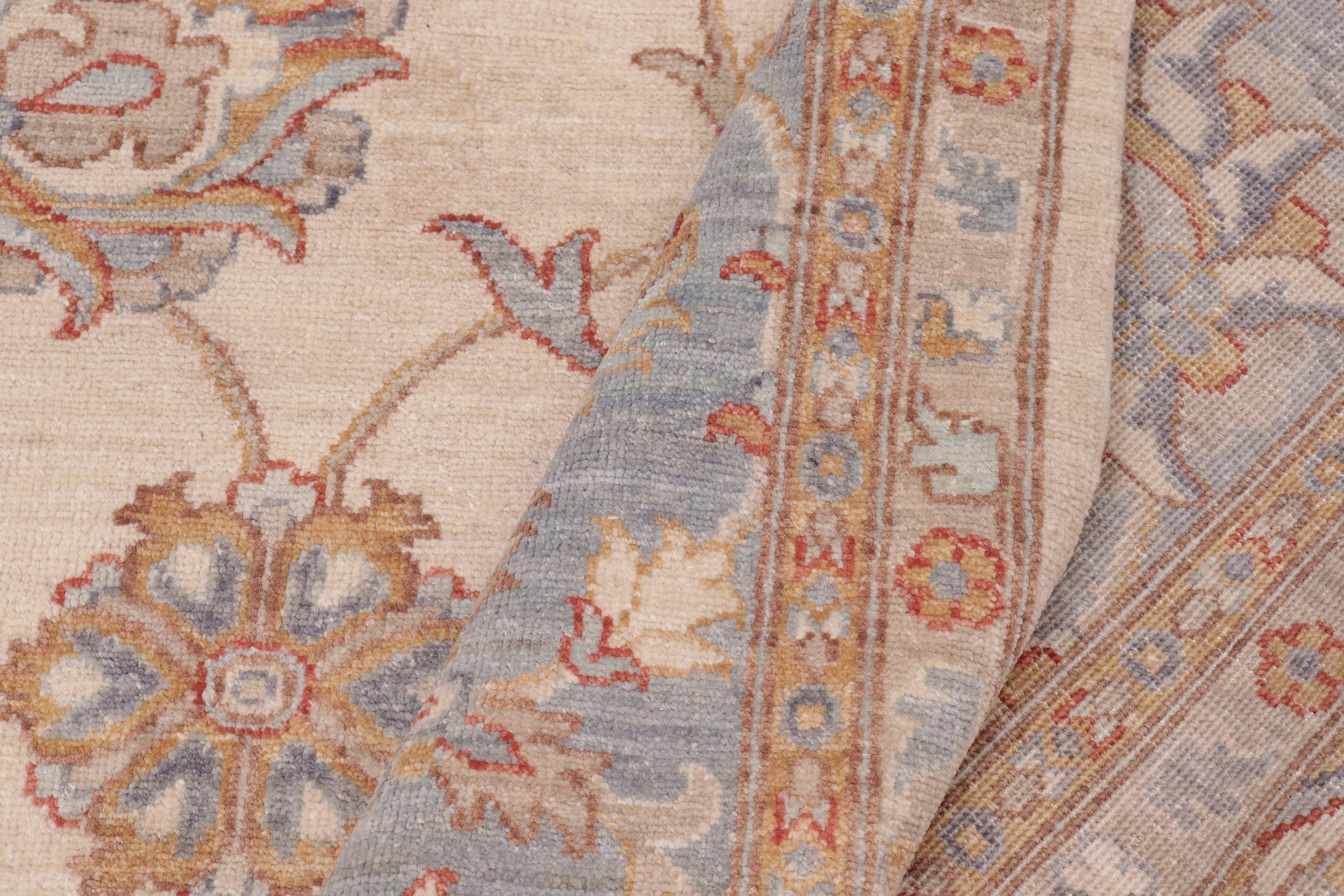 handmade Traditional Kafkaz Ivory Lt. Blue Hand Knotted RECTANGLE 100% WOOL area rug 10x14