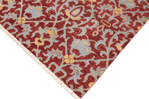 handmade Modern Kafkaz Red Blue Hand Knotted RECTANGLE 100% WOOL area rug 6' x 9'