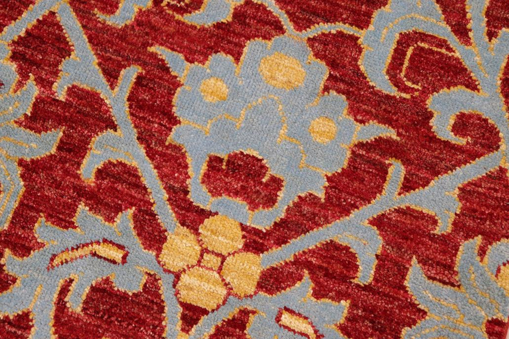 handmade Transitional Kafkaz Red Blue Hand Knotted RECTANGLE 100% WOOL area rug 6X9