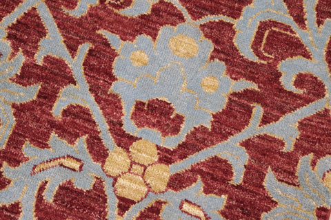 handmade Modern Kafkaz Red Blue Hand Knotted RECTANGLE 100% WOOL area rug 6' x 9'
