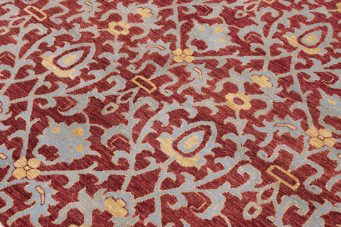 handmade Modern Kafkaz Red Blue Hand Knotted RECTANGLE 100% WOOL area rug 6' x 9'