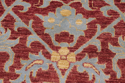 handmade Modern Kafkaz Red Blue Hand Knotted RECTANGLE 100% WOOL area rug 6' x 9'