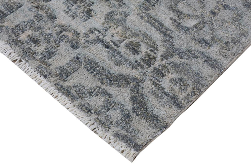 handmade Modern Kafkaz Gray Gray Hand Knotted RECTANGLE WOOL&VISCOU area rug 4X6