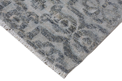handmade Modern Kafkaz Gray Gray Hand Knotted RECTANGLE WOOL&VISCOU area rug 4' x 6'