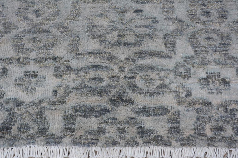 handmade Modern Kafkaz Gray Gray Hand Knotted RECTANGLE WOOL&VISCOU area rug 4X6