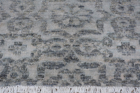 handmade Modern Kafkaz Gray Gray Hand Knotted RECTANGLE WOOL&VISCOU area rug 4' x 6'